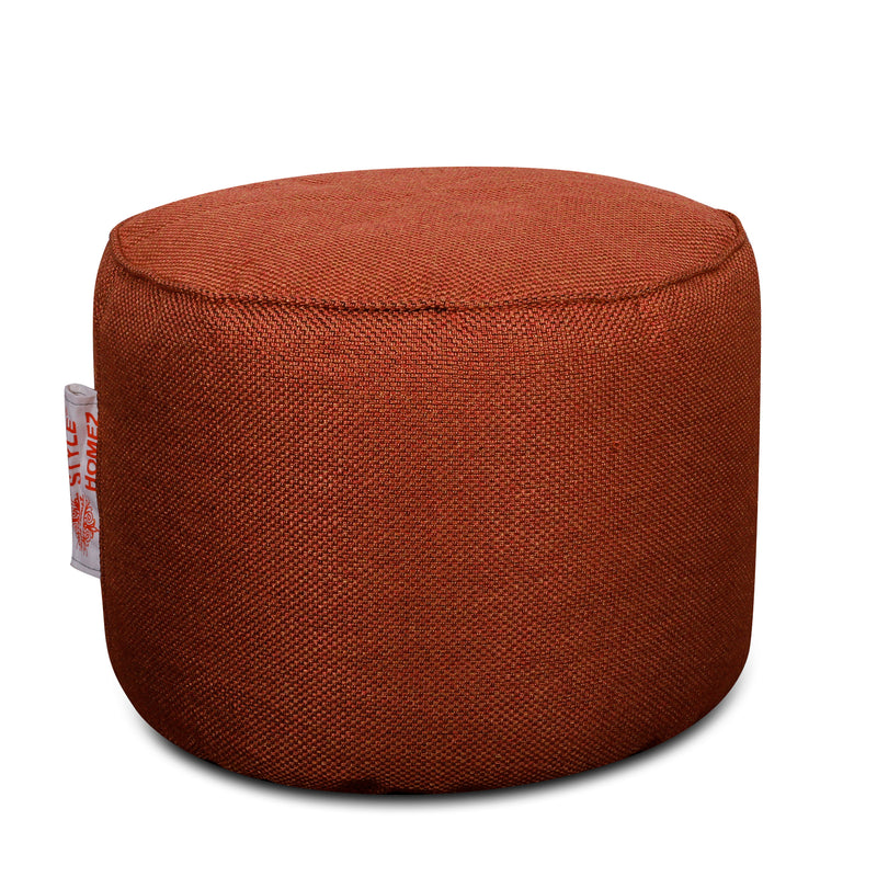 Style Homez ORGANIX Collection, Round Poof Bean Bag Ottoman Stool Large Size Orange Color in Organic Jute Fabric, Filled with Beans Fillers