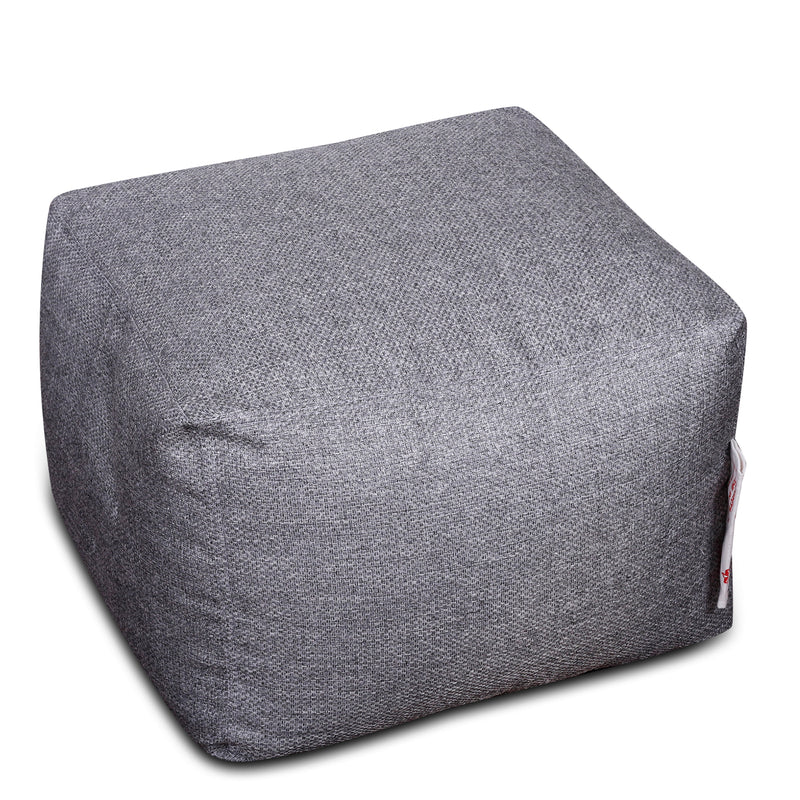 Style Homez ORGANIX Collection, Square Poof Bean Bag Ottoman Stool Large Size Grey Color in Organic Jute Fabric, Filled with Beans Fillers