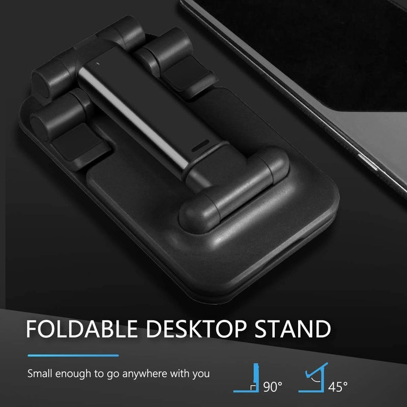 TXOR REX90, Portable Desktop, Height Adjustable and Foldable Smart Phone Stand Holder (Compatible : 4" - 12.9"), ABS Base Black Color