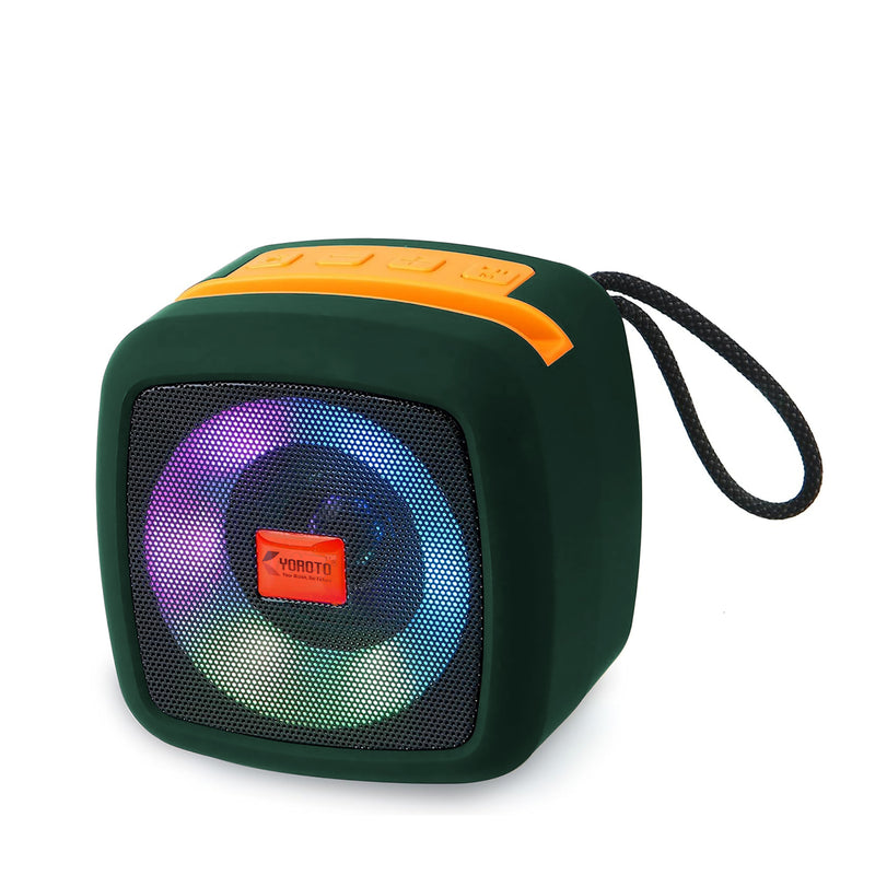 TXOR QUBE, 5W TWS Bluetooth Speaker with IPX5, Dynamic Powerful Bass and 1200 mAh Battery, USB, AUX and Memory Card Slot, Military Green Color
