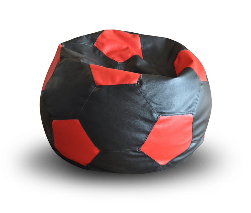 Style Homez Premium Leatherette Football Bean Bag XXL Size Black-Red Color, Cover Only