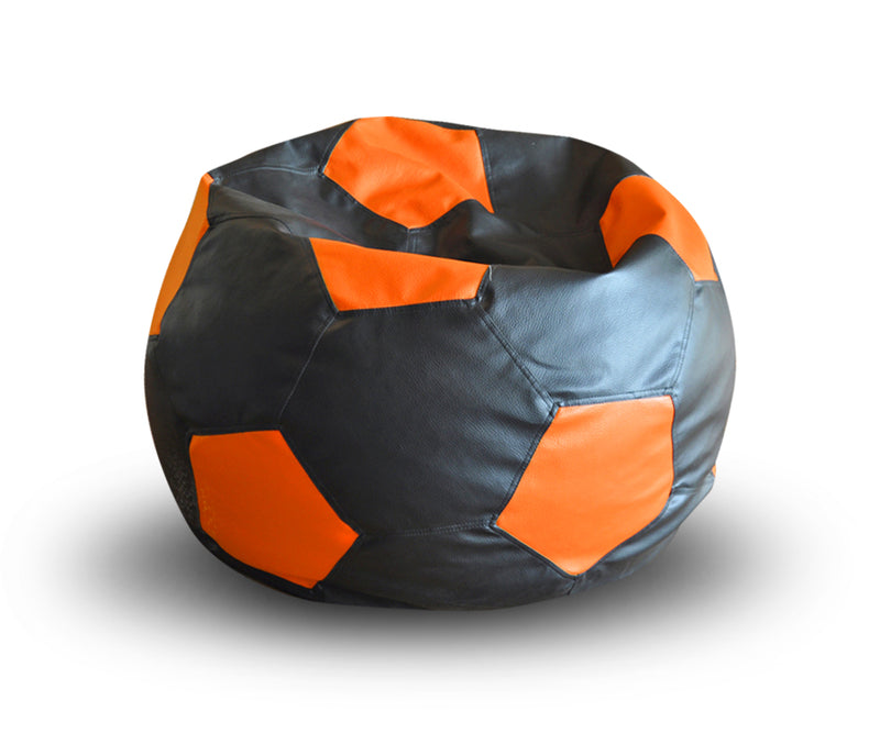 Style Homez Premium Leatherette Football Bean Bag XXL Size Black-Orange Color, Cover Only