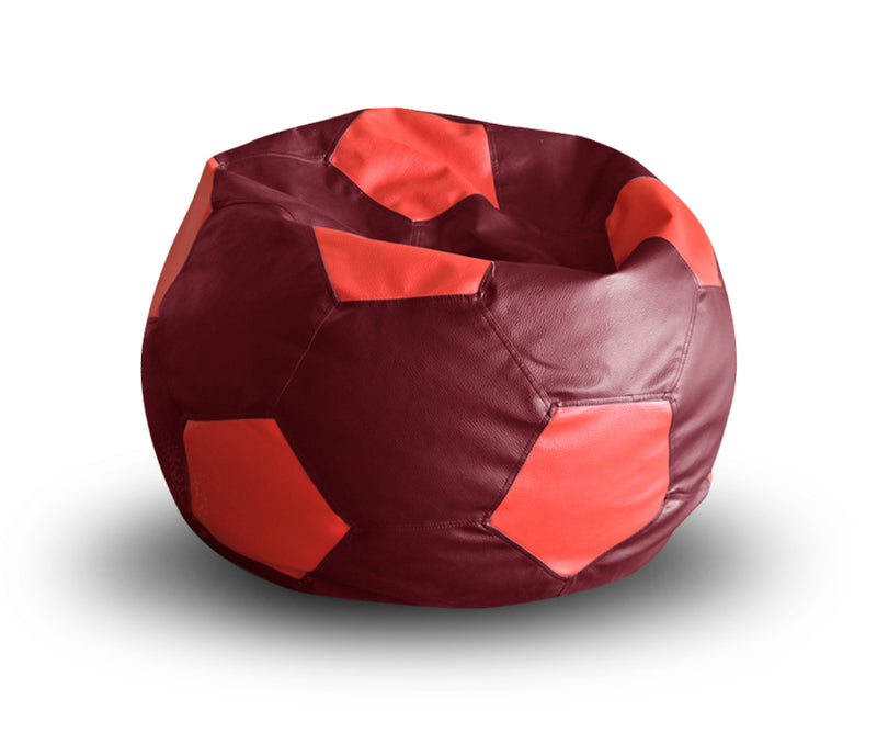 Style Homez Premium Leatherette Football Bean Bag XXL Size Maroon-Red Color Filled with Beans Fillers