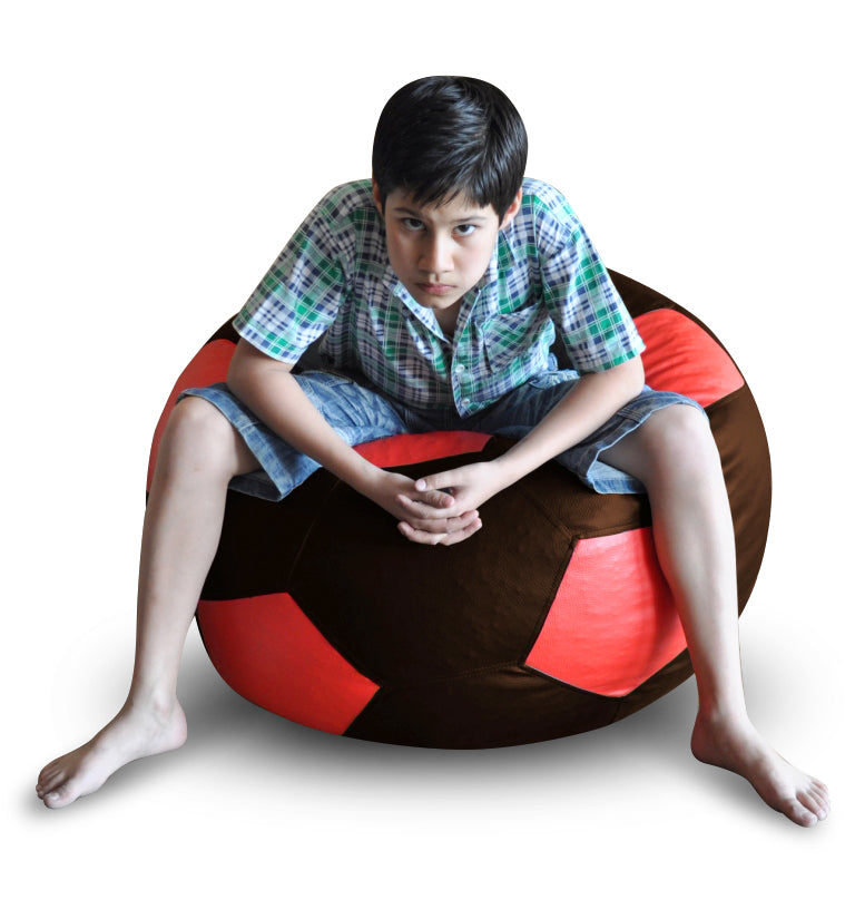 Style Homez Premium Leatherette Football Bean Bag XXL Size Chocolate Brown-Red Color, Cover Only