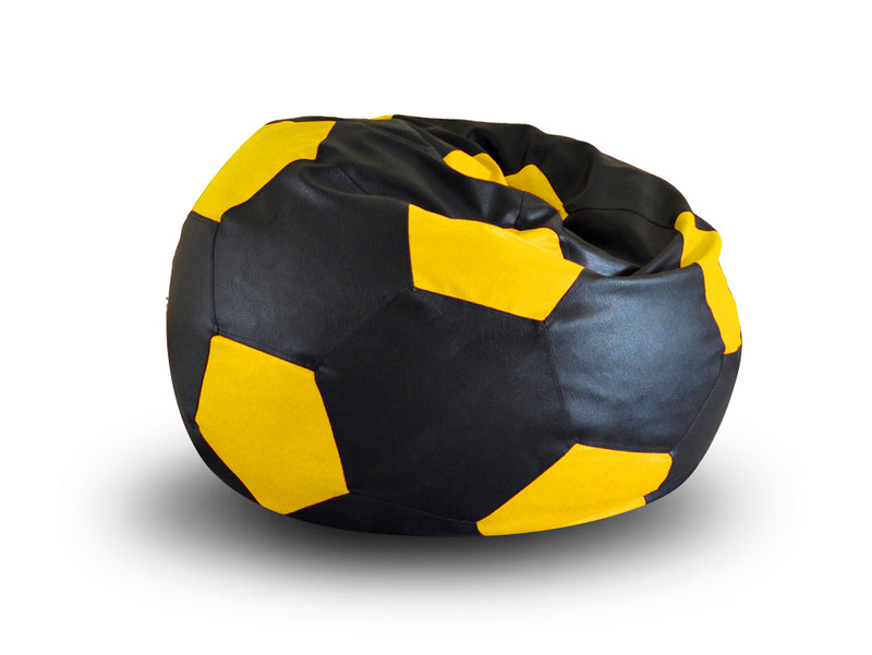 Style Homez Premium Leatherette Football Bean Bag XXL Size Black-Yellow Color, Cover Only