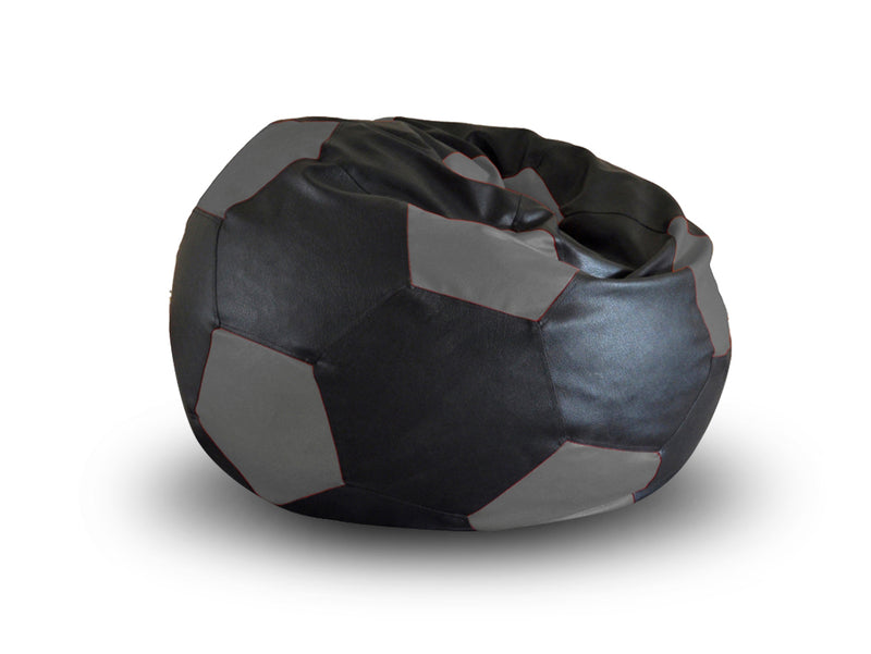 Style Homez Premium Leatherette Football Bean Bag XXL Size Black-Grey Color Filled with Beans Fillers