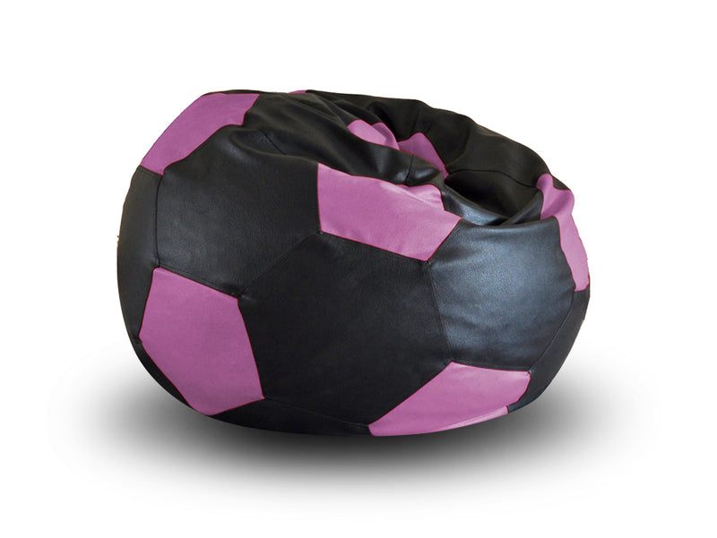 Style Homez Premium Leatherette Football Bean Bag XXL Size Black-Purple Color Filled with Beans Fillers