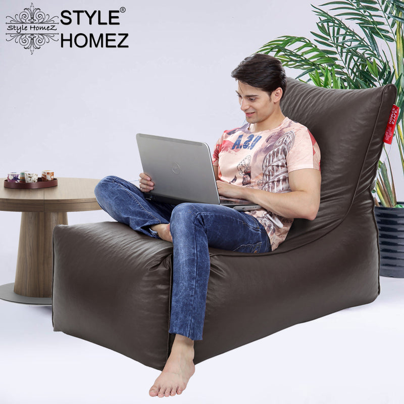 Style Homez Alexa Luxury Lounge XXXL Bean Bag Chocolate Brown Color Filled with Beans