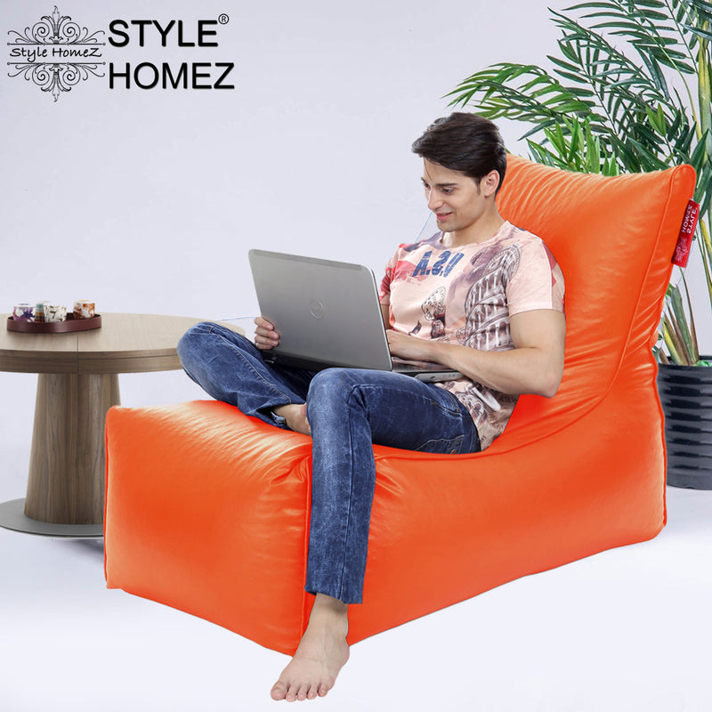 Style Homez Alexa Luxury Lounge XXXL Bean Bag Orange Color Filled with Beans