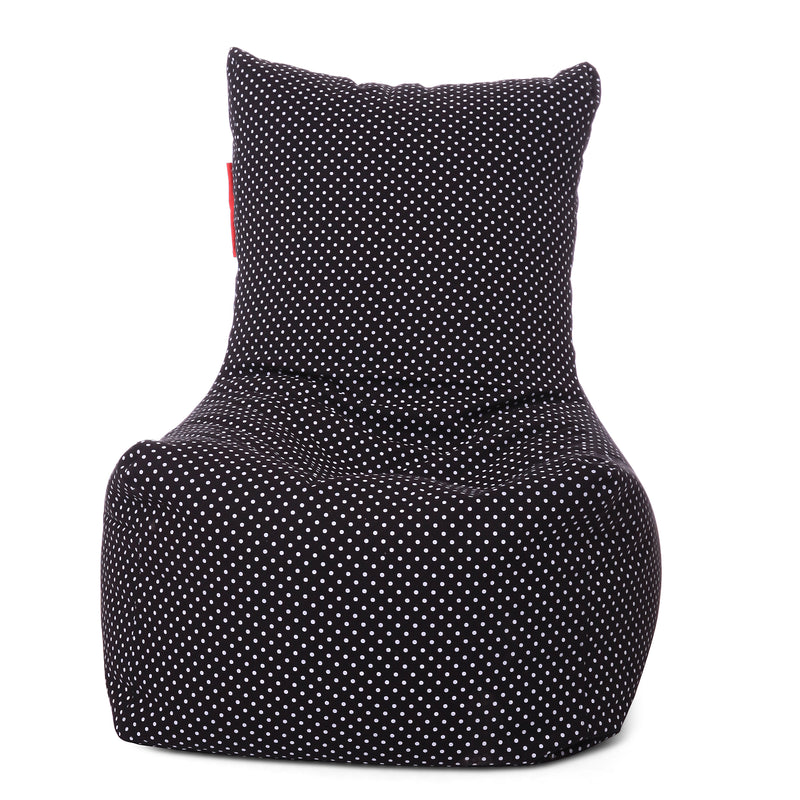 Style Homez Classic Chair Cotton Canvas Polka Dots Printed Bean Bag XXXL Size with Beans Fillers