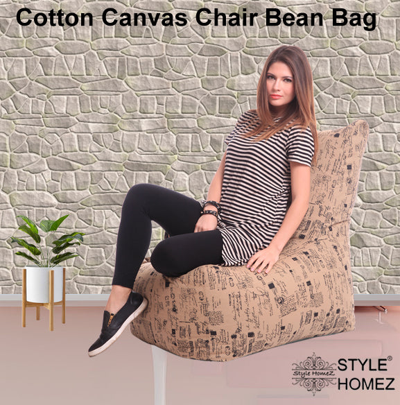Style Homez Classic Chair Cotton Canvas Abstract Printed Bean Bag XXXL Size with Beans Fillers