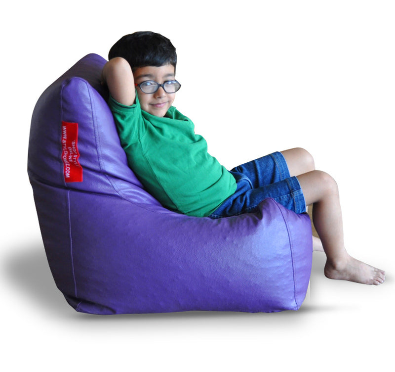 Style Homez Premium Leatherette Bean Bag L Size Chair Purple Color, Cover Only