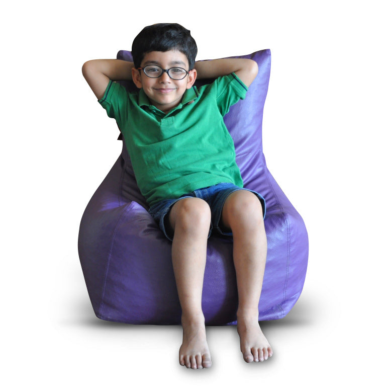 Style Homez Premium Leatherette Bean Bag L Size Chair Purple Color, Cover Only