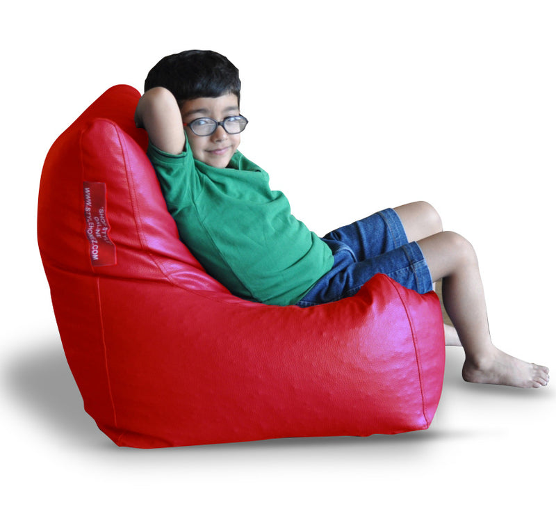 Style Homez Premium Leatherette Bean Bag L Size Chair Red Color, Cover Only