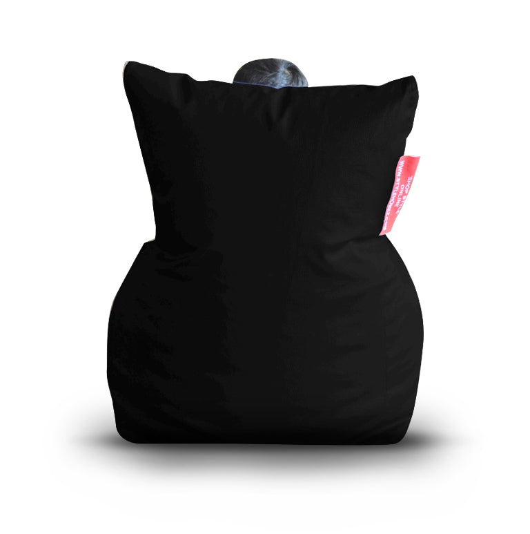 Style Homez Premium Leatherette XL Bean Bag Chair Black Color Filled with Beans Fillers