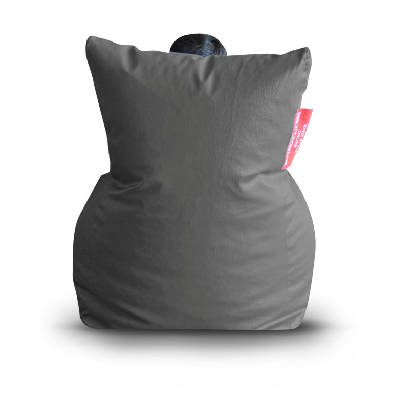 Style Homez Premium Leatherette XL Bean Bag Chair Grey Color Filled with Beans Fillers