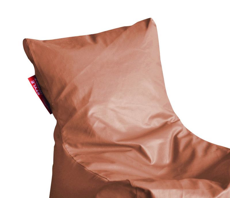 Style Homez Premium Leatherette XL Bean Bag Chair Tan Color Filled with Beans Fillers