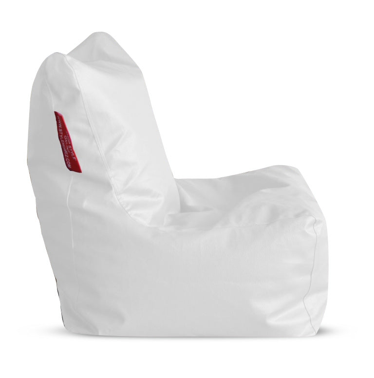 Style Homez Premium Leatherette XL Bean Bag Chair Elegant White Color Filled with Beans Fillers