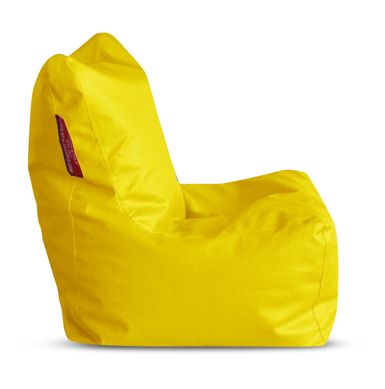 Style Homez Premium Leatherette XL Bean Bag Chair Yellow Color, Cover Only