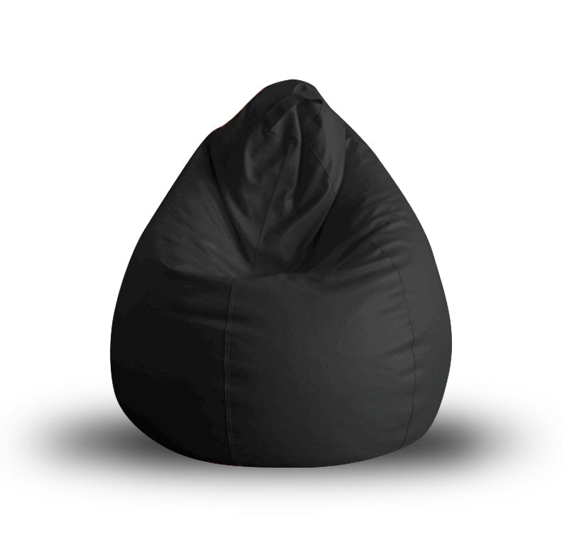 Style Homez Premium Leatherette Classic Bean Bag XL Size Black Color Filled with Beans Fillers