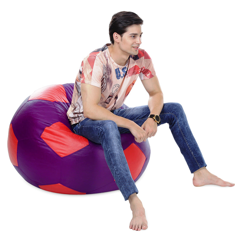 Style Homez Premium Leatherette Football Bean Bag XXXL Size Purple-Red Color, Cover Only