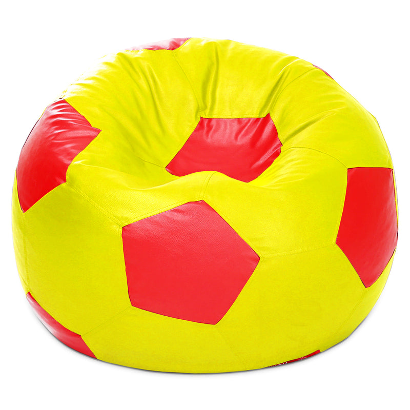 Style Homez Premium Leatherette Football Bean Bag XXXL Size Yellow-Red Color, Cover Only