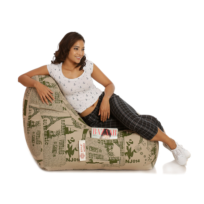 Style Homez Hackey Cotton Canvas Abstract Printed Bean Bag XXL Size Cover Only