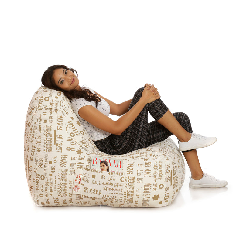 Style Homez Hackey Cotton Canvas Abstract Printed Bean Bag XXL Size Cover Only