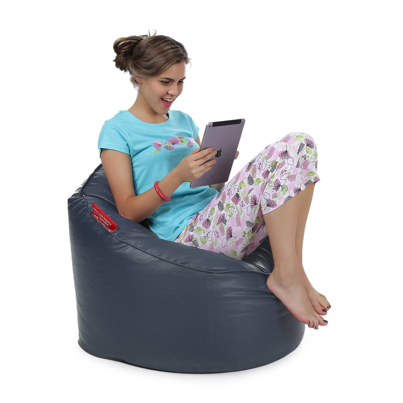 Style Homez Premium Leatherette Mooda Rocker Lounger Bean Bag XXL Size Grey Color Filled With Beans