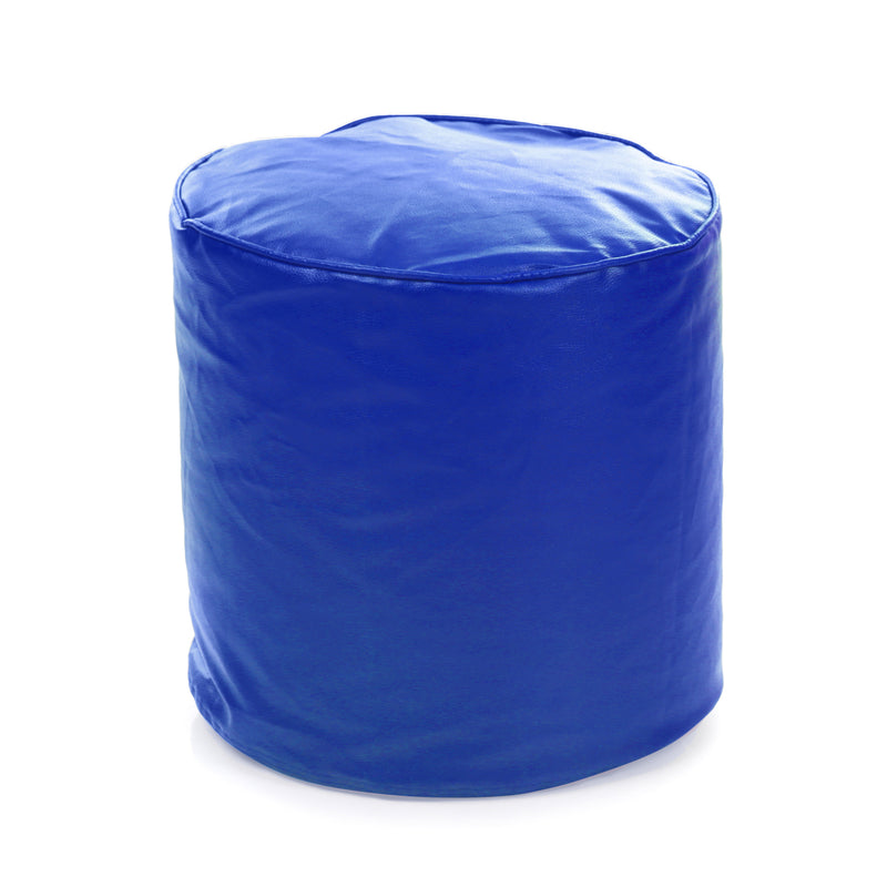 Style Homez Premium Leatherette Classic Poof Bean Bag Ottoman Stool Large Size Royal Blue Color Filled with Beans Fillers