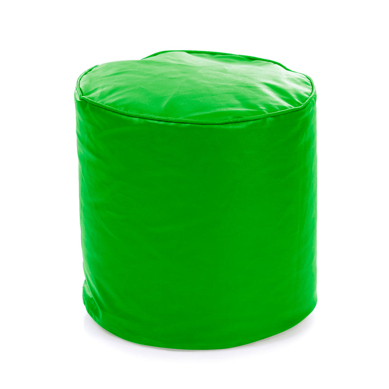 Style Homez Premium Leatherette Classic Poof Bean Bag Ottoman Stool Large Size Green Color Filled with Beans Fillers