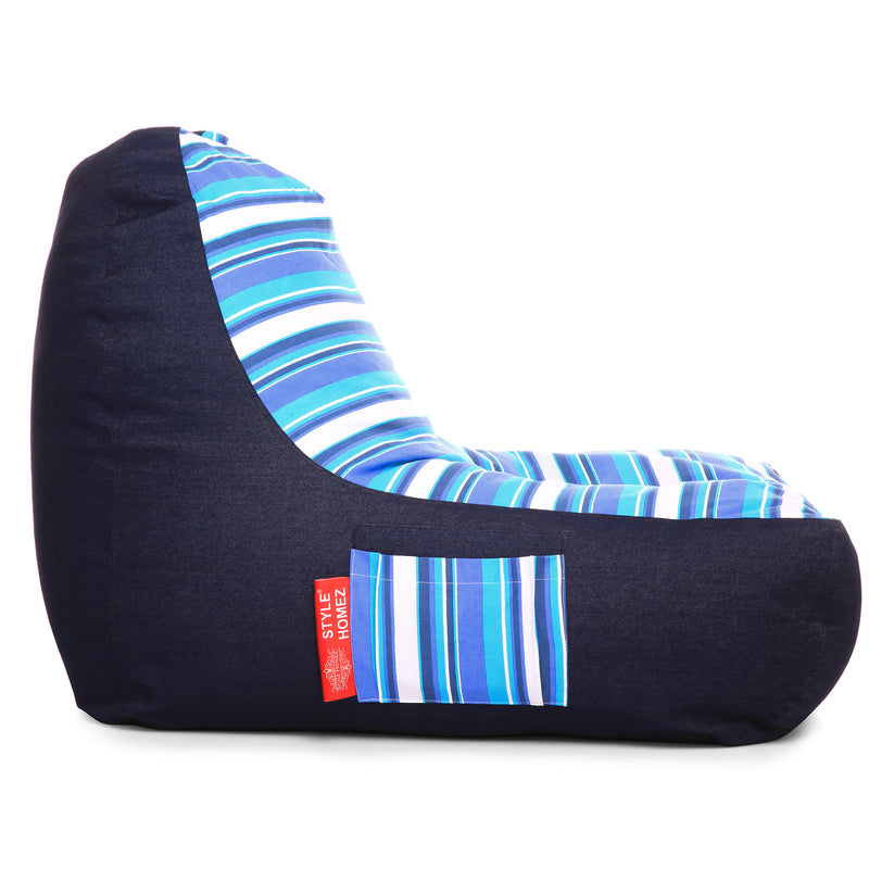 Style Homez Urban Design Denim Canvas Stripes Printed Chair Bean Bag XXL Size Cover Only