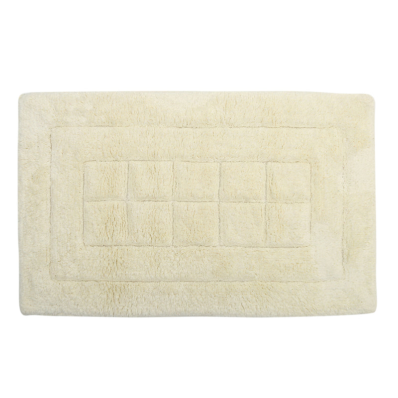 Style Homez Luxurious Hand Tufted  Medium Size Soft Feel Cotton Bath Mat, Cream Color