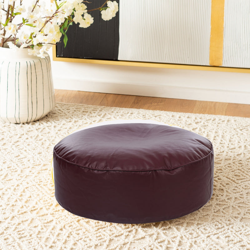 Style Homez Premium Leatherette Large Classic Round Floor Cushion Maroon Color Cover Only