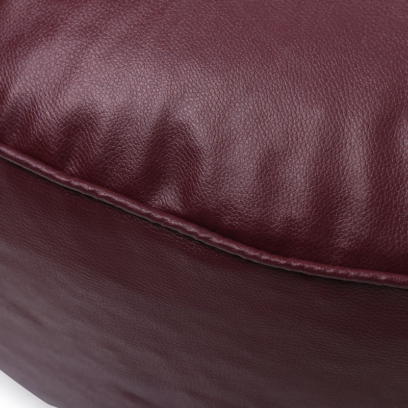 Style Homez Premium Leatherette Large Classic Round Floor Cushion Maroon Color Cover Only