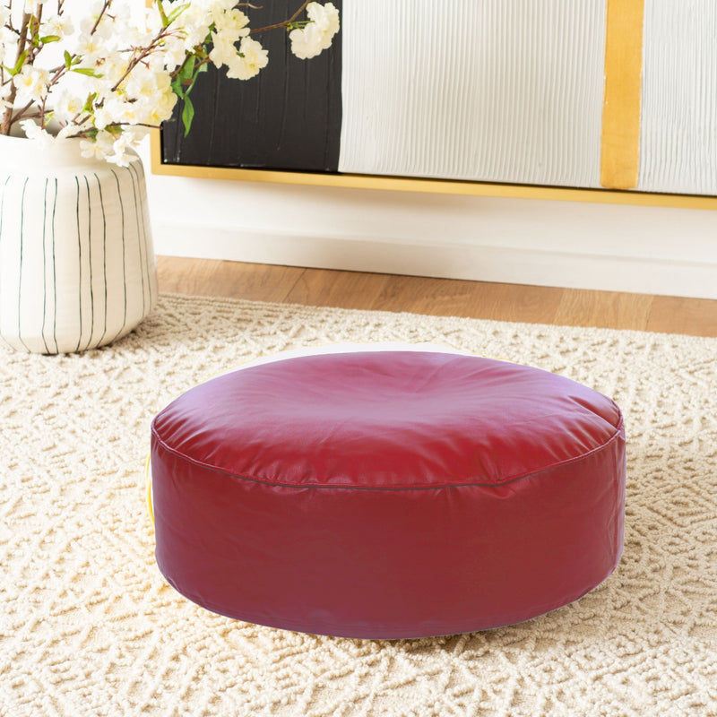 Style Homez Premium Leatherette Large Classic Round Floor Cushion Red Color Cover Only