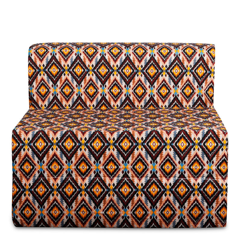 Style Homez DappeR Foldable Sofa Cum Bed, 3' x 6' Feet Premium Cotton Canvas Fabric Multi-Color Geometric Design