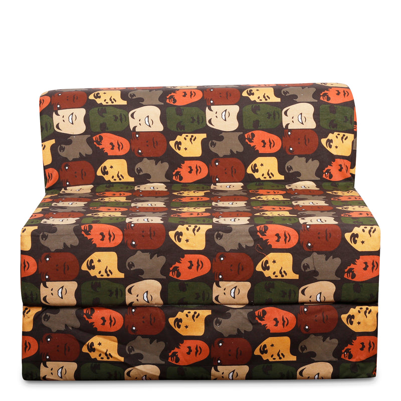 Style Homez DappeR Foldable Sofa Cum Bed, 3' x 6' Feet Premium Cotton Canvas Fabric Multi-Color Absract Design