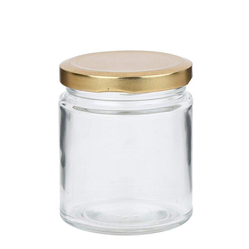 Style Homez Glass Jar with Metal Golden Color Lid Air Tight Rust Proof Cap Capacity 300 ML or 150 Grams 2 pcs