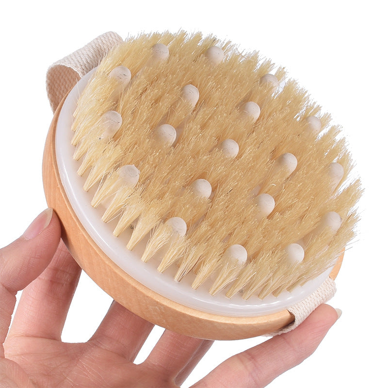 Style Homez RUSTIQ, Exfoliating Dry Brush Loofah and Soft Scrubber, Bath Essentials with Natural Bristles in Natural Wood Color