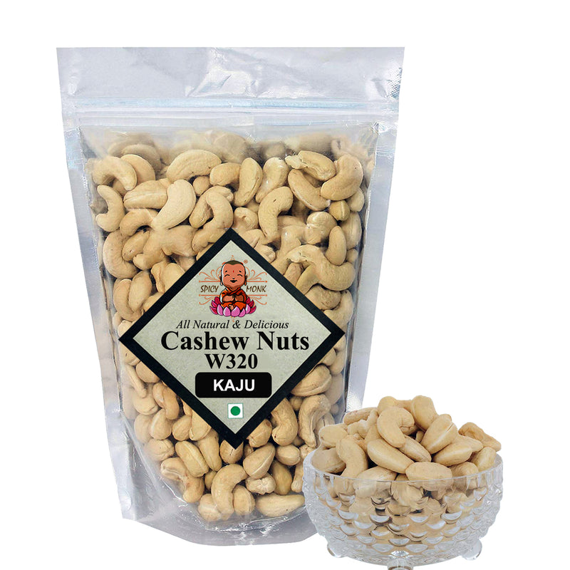 Spicy Monk Premium Export Quality Whole W320 California Cashew, 1 kg (1000 gms) Naturally Processed