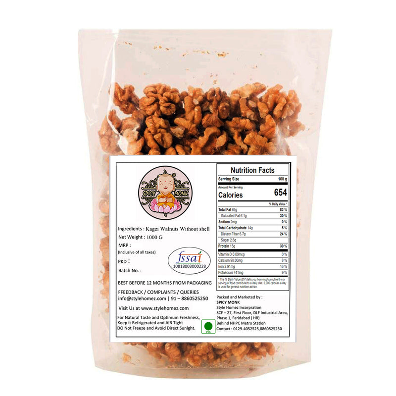 Spicy Monk Kashmiri Walnuts Kernel Halves 1 kg (1000 gms), Akhrot Giri