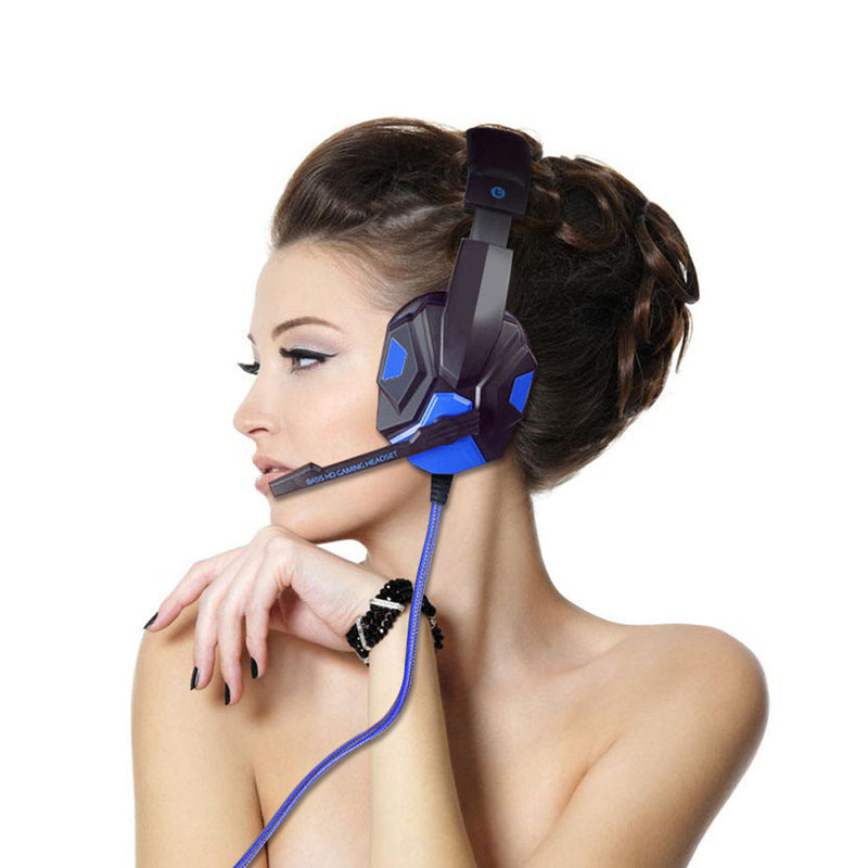 TXOR CORE PC780, Over Ear Wired Gaming Headphones with 40 mm Bass HIT & AIR Cushion Padded Technology, Blue Black Color