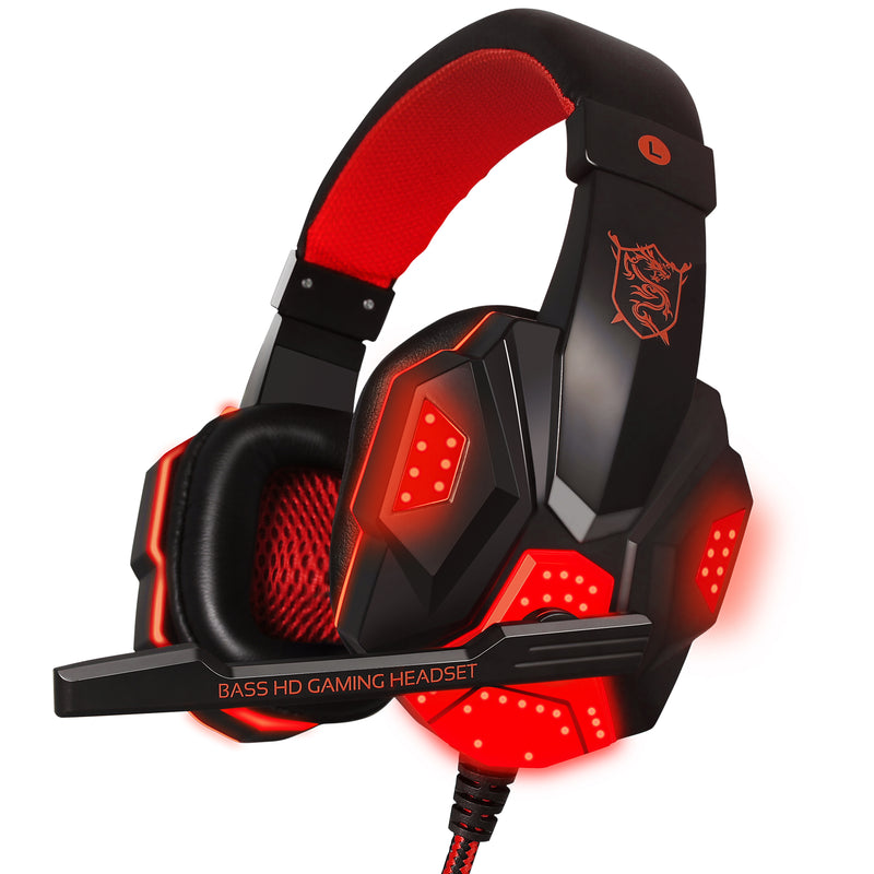 TXOR CORE PC780, Over Ear Wired Gaming Headphones with 40 mm Bass HIT & AIR Cushion Padded Technology, Red Black Color