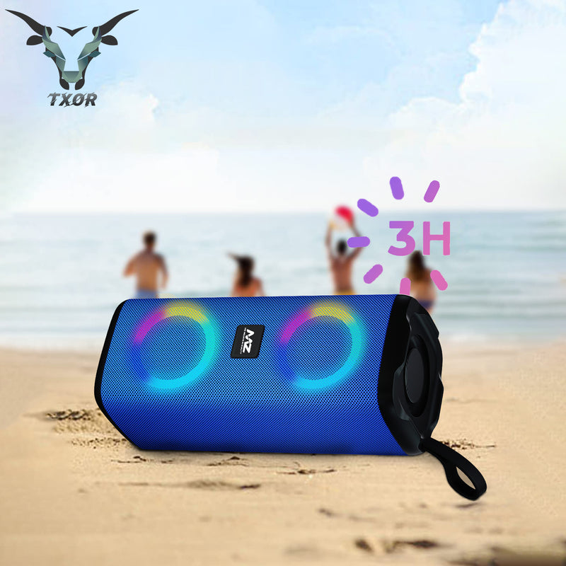 TXOR REVOLVE, 10W IPX5 Bluetooth Speaker with TWS, Dynamic Powerful Bass and 1200 mAh Battery, USB and Memory Card Slot, Blue Color