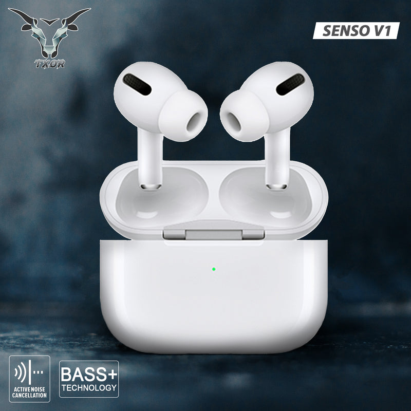TXOR SENSO V1.0 TWS EARBUDS, IN-EAR v5.1 Bluetooth, Bass+ Tech & 20 hrs Playtime Fast Charging, White Color and Touch Sensitive controls