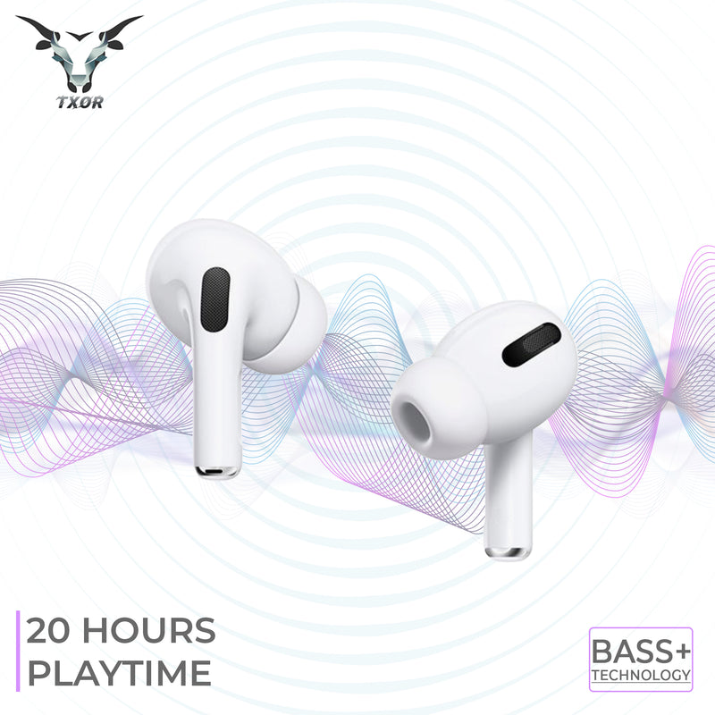 TXOR SENSO V1.0 TWS EARBUDS, IN-EAR v5.1 Bluetooth, Bass+ Tech & 20 hrs Playtime Fast Charging, White Color and Touch Sensitive controls
