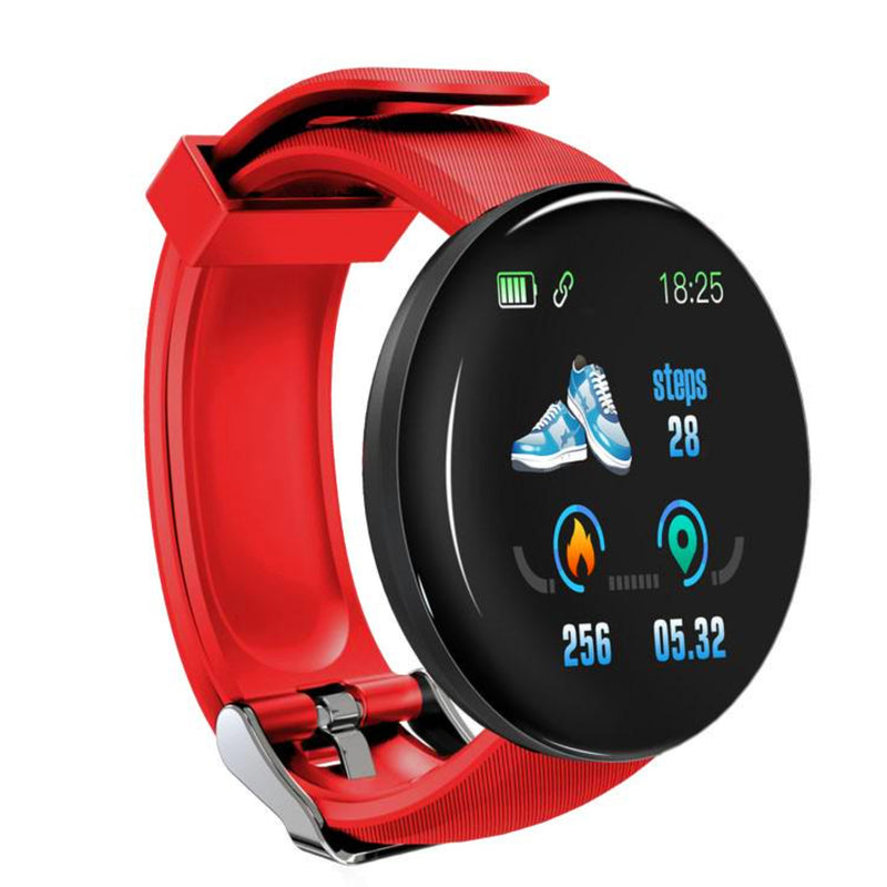 TXOR LEXY D18, Smart Watch Fitness Band 35 mm Black Color Touch Screen for ANDROID and IOS, Red Strap