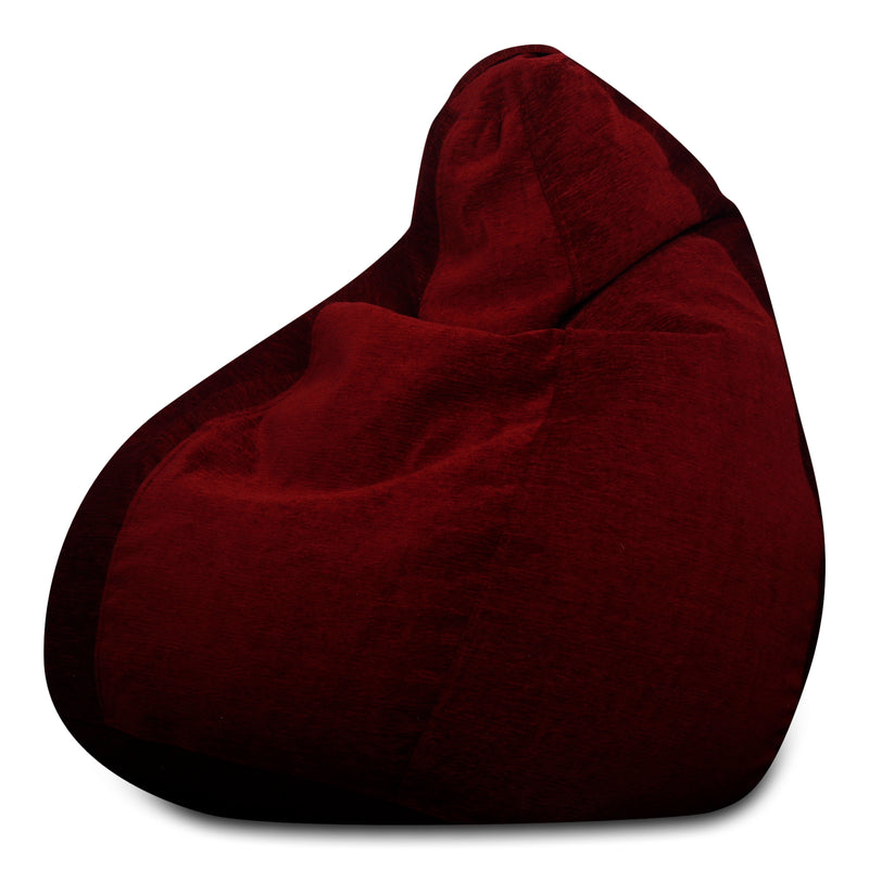 Style Homez HAUT Collection, Classic Bean Bag XXL Size Maroon Color in Premium Velvet Fabric, Filled with Beans Fillers