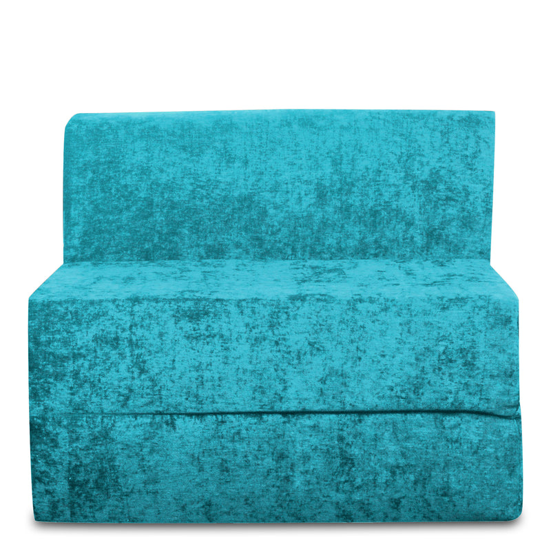 Style Homez Foldable Sofa Cum Bed, 3' x 6' Feet Premium Velvet Fabric with High Density Foam, Teal Colour